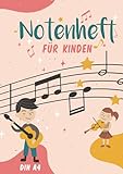 Notenheft für Kinder | DIN A4: Notenbuch für den Musikunterricht, Hausaufgaben und Übungen (110 Seiten. 12 Notensysteme pro Seite)