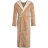 CelinaTex Texas Bademantel Kapuze XL beige Creme Mikrofaser Damen Herren Morgenmantel Coral Fleece M