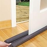 Zugluftstopper für die Tür - Türbodendichtung - Schutz vor Luftzug und Lärm - Luftzugstopper mit Doppeldichtung - 92 cm (Farbe Grau oder Schwarz)