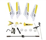 MZWNQ Drohnenzubehör Kompatibel mit SYMA S107G Fernsteuerung Flugzeug Hauptblätter Rotorblatt Propeller Zahnräder Flybars RC Helikopter Zubehör Ersatzteile Quadcopter Zubehör ( Farbe: Hellgrau)