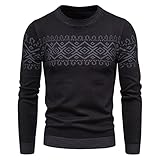 Pajiay Pullover Herren Rundhals Slim Fit Stickerei Drucken Strickwaren Herren Langarm Mode Klassisch Base Sweater Herren Business Work Lässig Warm Sweatshirt H