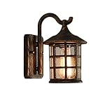 Europäische Wall Lamp Mediterran Restaurant Außenwandlampe Antike Glasschatten Retro Garten Laternen for Außenwand Korridor Courtyard Patio Terrasse Traditionelles E27 (Farbe : Bronze)