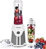 Duronic BL505 Mini Standmixer/Smoothie Maker/Mini Mixer/Mix & Go/Sportmixer, 500 Watt, inkl. 2 x 600 ml Trinkflaschen, E