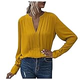 YunYoud Damen Einfarbiges lässiges Langarmshirt mit Schlitz All Match Street Style Bluse Top Tunik