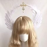 OKMIJN Kronen Lolita Sun Patin Kopfbedeckung Stirnband-gotische weißen Engel Flügel Jungfrau Maria Korn-Kette Barock Tiara Haarschmuck (2)