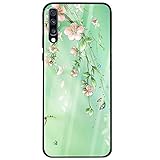 Handyhülle Compatible with Samsung Galaxy A50 Hülle TPU Grenze Gehärtetes Glas Rückseitige Tasche Anti-Scratch Schutzhülle Cover für Samsung Galaxy A50 Smartphone – Schöne Blumen (Samsung A50, 8)