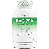 NAC - N-Acetyl L-Cystein 180 Kapseln mit je 750 mg - 6 Monatsvorrat - Laborgeprüft (Wirkstoffgehalt & Reinheit) - Vegan - Hochdosiert - Premium Q