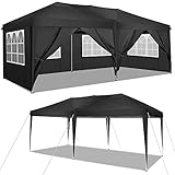 COBIZI Pavillon 3x6M Wasserdicht, Faltpavillon mit 6 Seitenwänden, UV-Schutz 50+, Höhenverstellbar, Pop-Up Gartenzelt Partyzelt für Garten Party Markt Festival, inkl. zubehör, Tragetasche (Schwarz)