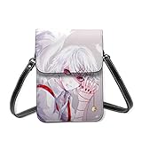 Hdadwy Handy Umhängetasche Anime Tokyo Ghoul Frauen Leder Kleine Geldbörse Handy Geldbörse Geldbörse Leicht zu tragen Komfort Magnetisches Öffnen und Schließen mit verstellbarem G