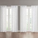 SCM Gardinen Schals mit Stangendurchzug Voile Vorhänge Transparent Vorhang für Schlafzimmer Wohnzimmer Kinderzimmer Chadwick Weiß, kurz (2er-Set, je 175x140cm)