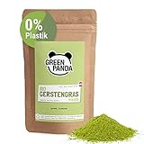 GREEN PANDA® Gerstengras Pulver Bio aus Österreich | Bio Gerstengras Pulver in nachhaltiger Kartondose | Für grüne Smoothies, Super Green Pulver Shakes, Chlorophyll zum Trinken | 500g