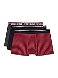 HOM Herren MATT #2 Boxer Briefs 3p Unterwäsche, 3 Set: Schwarz + Dunkelgrau + schwarz-rot gestreift, M