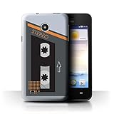 Stuff4 Hülle/Case für Huawei Ascend Y330 / Grau/Orange Muster/Retro-Kassettenrecorder Kollek