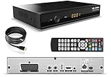 sky vision Digitaler Twin Satelliten Receiver für Satellitenempfang mit Twin Tuner inkl. 1TB Festplatte zum aufnehmen und 1,5m HDMI Kabel (Full HD 1080p, USB-Mediaplayer, DVB-S2, PVR, 12V), schw