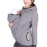 Zalock 3 in 1 Tragejacke Umstandsjacke für Mama und Baby Winter Freizeitjacke Babytrage Umstandsjacke Baumwolle K?nguru Softshell Umstandsmode Fleecejacke mit Kap