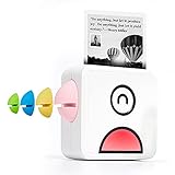 Thermoaufkleberdrucker - Mini-Wireless-Drucker zum Drucken von Aufklebern, Bildern, Notizen, Listen, Kompatibel mit iOS, Andriod-T