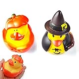 2Stück Halloween Kürbis Ente Bad Sound Spielzeug Mini Kürbis Ente Schwimmende Badewanne Spielzeug für Kinder Jungen Mädchen Kleink