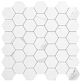 Art3d 10 Blatt Fliesenspiegel für Küche Dekor selbstklebend Fliesen Hexagon Mosaik F