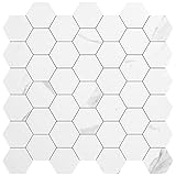 Art3d 10 Blatt Fliesenspiegel für Küche Dekor selbstklebend Fliesen Hexagon Mosaik F