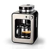HTSKHG Filterkaffeemaschine, Bohnenkaffeemaschine mit Warmhaltefunktion, Einstellbarer Mahlgrad und -intensität, Schnellbrühtechnologie, Inklusive Kaffeekanne Aus G