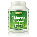 Greenfood Chitosan (hoch konzentriert, 90%), 400 mg, 120 Kapseln – OHNE künstliche Zusätze. Ohne Gentechnik
