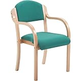 Büromöbel Online | Stapelbarer Stuhl mit Armlehnen, Holzrahmen & bequemen Polster in Türkis| Sitzhöhe: 45cm | D