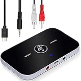 Bluetooth Adapter Audio,AUX Bluetooth Adapter 5.0 Bluetooth Empfänger Transmitter 2 in 1 Audio Adapter mit Aux 3.5 mm RCA TV Bluetooth Sender Empfänger 5.0 für PC,TV,Smartphone,Tab