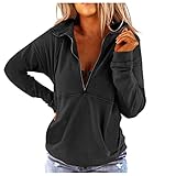 HHOP Coole Pullover Damen Kragen Pullover Damen sportshirts lang Damen Leopard Blazer dunkelblau Damen Bluse elegant Oberteil Damen Glitzer Schwarze Tops Damen top b