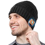 Bluetooth Mütze Geschenke für Männer, Bluetooth5.0 Winter Musik Strickmütze mit Drahtlosen Stereolautsprecher Waschbare Mütze Fit Outdoor Sport, Geschenke zu Weihnachten&Paare für Männer F