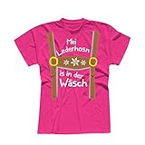 T-Shirt Oktoberfest Lederhose Kostüm Volksfest Tracht 13 Farben Herren XS-5XL München Wiesn Festzelt O'zapft Maß Krug Dirndel, Größe:2XL, Farbe:pink - Logo W