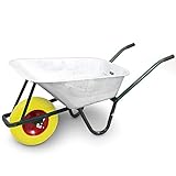 BITUXX® Schubkarre 100L / 250Kg Schubkarren Schiebkarre Bauschubkarre Verzinkt mit PU Rad 4.80/4.00-8 mit nadelgelagerter Achse(Gelb)