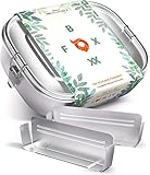 FOXBOXX® Brotdose Edelstahl | Premium | GRATIS  2 Trenner / 3 Fächer | DualCham Dichtung & Smart Clips | Auslaufsichere, umweltfreundliche Lunchbox für Kinder & Erwachsene | Mini 800