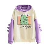 Pianshanzi Kapuzenpullover Damen Hoodie Langarm Dinosaurier Kawaii Pullover Sweatshirt Cute Casual Tumblr Pulli Sports Oberteile mit Kap