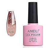 AIMEILI UV LED Nagellack Thermo Gellack ablösbarer Temperatur Farbwechsel Gel Nagellack Glitzer Gel Polish - Chocolate Spark (TC05) 10
