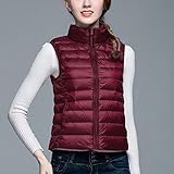 SSMDYLYM Winterfrauen Weiße Ente Daunenweste Damen Ultraleichte Ente Daunenweste Jacke Ärmellos Mantel (Color : Red, Size : XXL code)