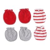 YUSHU Baby Anti-Kratz-Handschuhe, 3 Paar Baby Anti-Kratz-Handschuhe, Neugeborene Baumwoll-Kratzfäustlinge, Jungen-Mädchen-Kratzfäustling