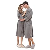 Bademantel-Damen und Herren Bademantel Waffle Morgenmantel Kimono mit Taschen Robe mit Gürtel Nachthemd Nachtwäsche für Sauna,Wellness und S