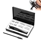 Meishake 4 Paar Magnetische Wimpern, 3D Magnet Wimpern Set Falsche Wimpern Wiederverwendbare, Natural Look Künstliche Wimpern mit Wimpernclip, Lange und Dicke Magnetic Eyelashes Einfach zu B
