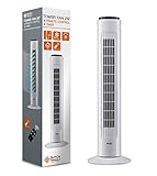 DUTCH ORIGINALS Turmventilator mit 3 Geschwindigkeitsstufen und 70° Oszillation 74 cm hoch, Standventilator mit Fernbedienung und Timer, Säulenventilator 50 W