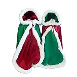 Glosun Flauschiger Umhang für Kleinkinder, Babys, Mädchen, Jungen, Winter, warm, Kunstpelzbesatz, Kapuzenumhang für Kinder, Cosplay, Party, Robe, rot, grün, Einheitsgröß