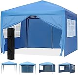 Pavillon 3x3 Wasserdicht Faltpavillon mit Seitenteilen Tragetasche Gartenpavillon UV Schutz 50+,Festival Sonnenschutz Faltbare Partyzelt Gartenzelt Metallrahmen,für Garten Camping Hochzeit S