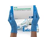 Nitrilhandschuhe 100 Stück Box (M, Blau) Einweghandschuhe, Einmalhandschuhe, Untersuchungshandschuhe, Nitril Handschuhe, puderfrei, ohne Latex, unsteril, latexfrei, disposible gloves, blue, M