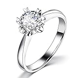 BEBEWO Pure 9K 14K 18K Gold Hochzeit Verlobungsring 1CT Runde Bright Moissanite Ring Solitaire Versprechen Ring für Frauen M