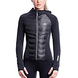 GYM AESTHETICS | Damen Ultrasonic 2.0 Trainingsjacke Wasserdicht Warm Ultraleicht mit Reißverschluss, Training und andere Sport in Schwarz (L)