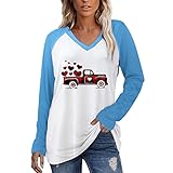 Damen T-Shirt Blumen V Ausschnitt Sommer Oberteil Casual Lose Übergröße Tuniken Tops Für Frauen Longshirt Oversize Bluse Kurzarm M - 4XL(B2 - Blue, Large)