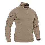 TACVASEN Lässiges T-Shirt Herren Casual Lange Ärmel Sport T Shirt Khaki Sweatshirt Herren Herbst Slim Langarm T-Shirt Hemden Beige Khaki M