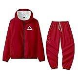 LITCHI Korea Squid Game Kostüme Jacke Hose Set T-Shirt Cosplay Karneval Halloween Party Henker Testamentsvollstrecker rotes Kleid (Muster: rund, XXS)