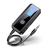 NETVIP Bluetooth Transmitter Empfänger 2 in1 Bluetooth 5.0 Sender Empfänger Wireless Audio Transmitter mit LCD Visual Display,3.5 mm AUX Kabel für TV PC Laptop Tablet Auto MP3 /MP4