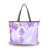 Ahomy Umhängetasche Schultertasche tropische Orchideen lila Blumen Handtasche für Outdoor Gym Wandern Picknick Reisen Strand, Mehrfarbig - multi - Größe: L