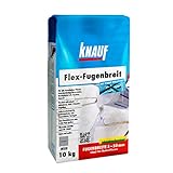 Knauf Flex-Fugenbreit Spezial-Fugenmörtel, schlämm- und gießfähig, für Fugenbreiten von 5 – 50 mm, schmutzabweisend, schnell begehbar, für Böden im Innen-Bereich und Außen-Bereich, Zement-Grau,10-kg